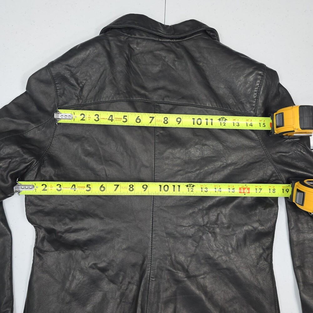 Worn Vintage 90s Beyond Sport California Lamb Leather Jacket Women L Button Up - Picture 15 of 16